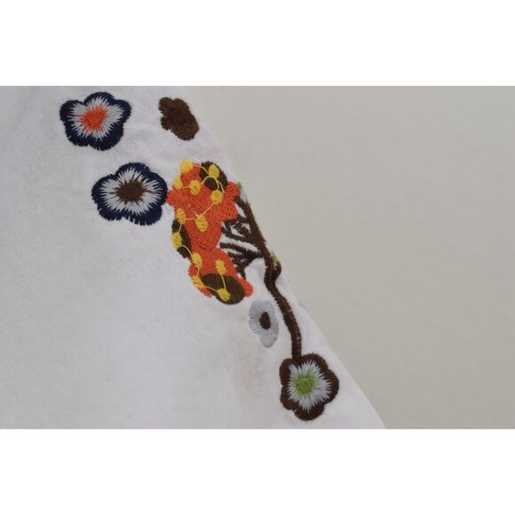 Vintage 80s/90s White‎ Embroidered Boxy Pullover Blouse - Picture 7 of 10